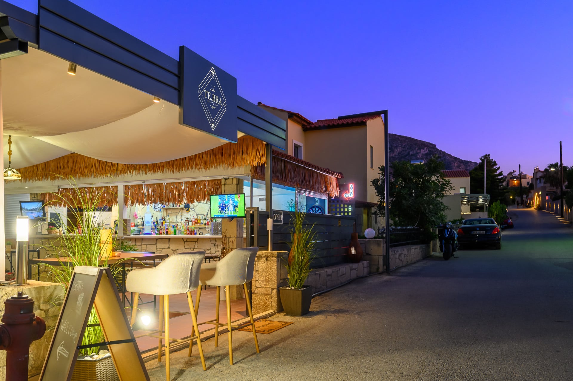 Exterior signage at TE.BRA Sports Bar Hersonissos