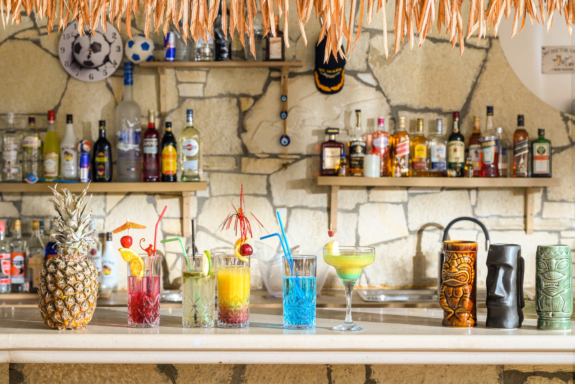 Signature cocktail on the bar at TE.BRA cocktail bar in Hersonissos, Crete